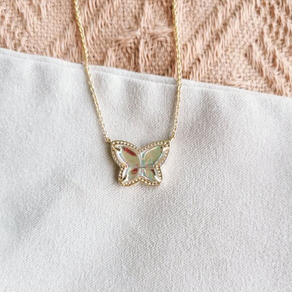 Kendra Scott - Lillia Butterfly Dichroic Glass Necklace Gold - Picture 2 of 4